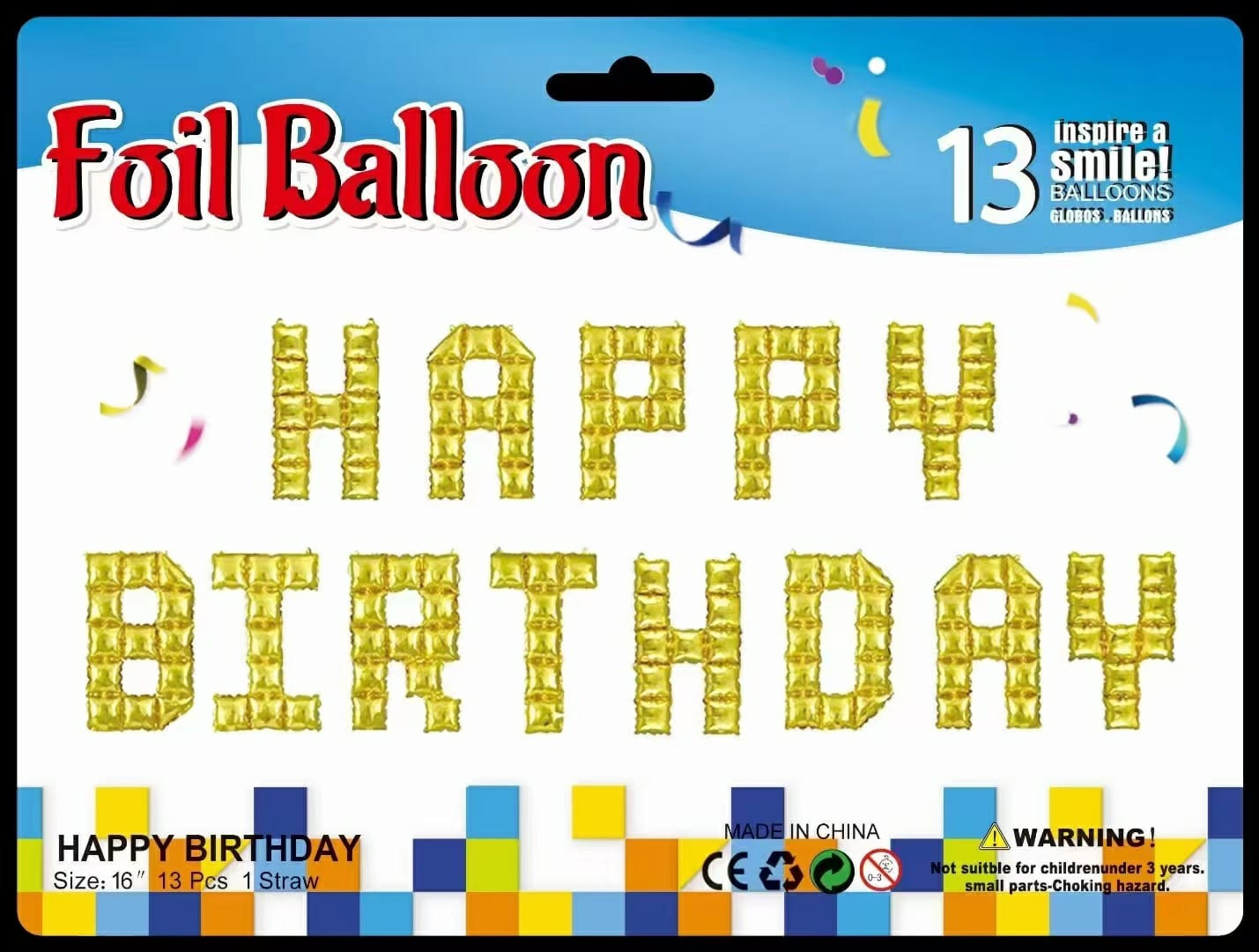 Foil Balloon - Happy Birthday (Square Sides)